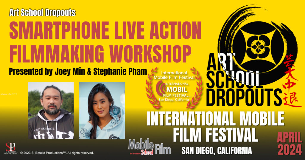 image promoting smartphone live filmmaking workshop at the International Mobile Film Festival in San Diego in April.